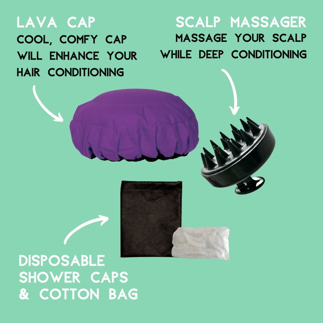 Purple Jacaranda Lava Cap + Scalp Massager | Hot Conditioning Steamer Cap Kit - Lava Cap