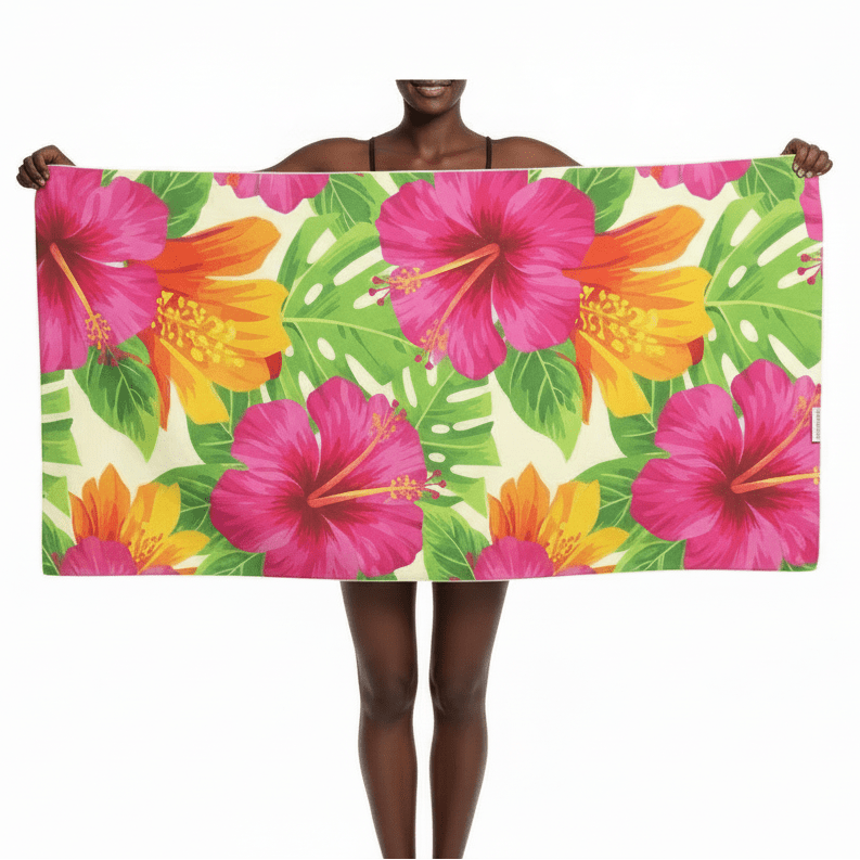 Premium Microfibre Hair Towel | Hibiscus - Lava Cap