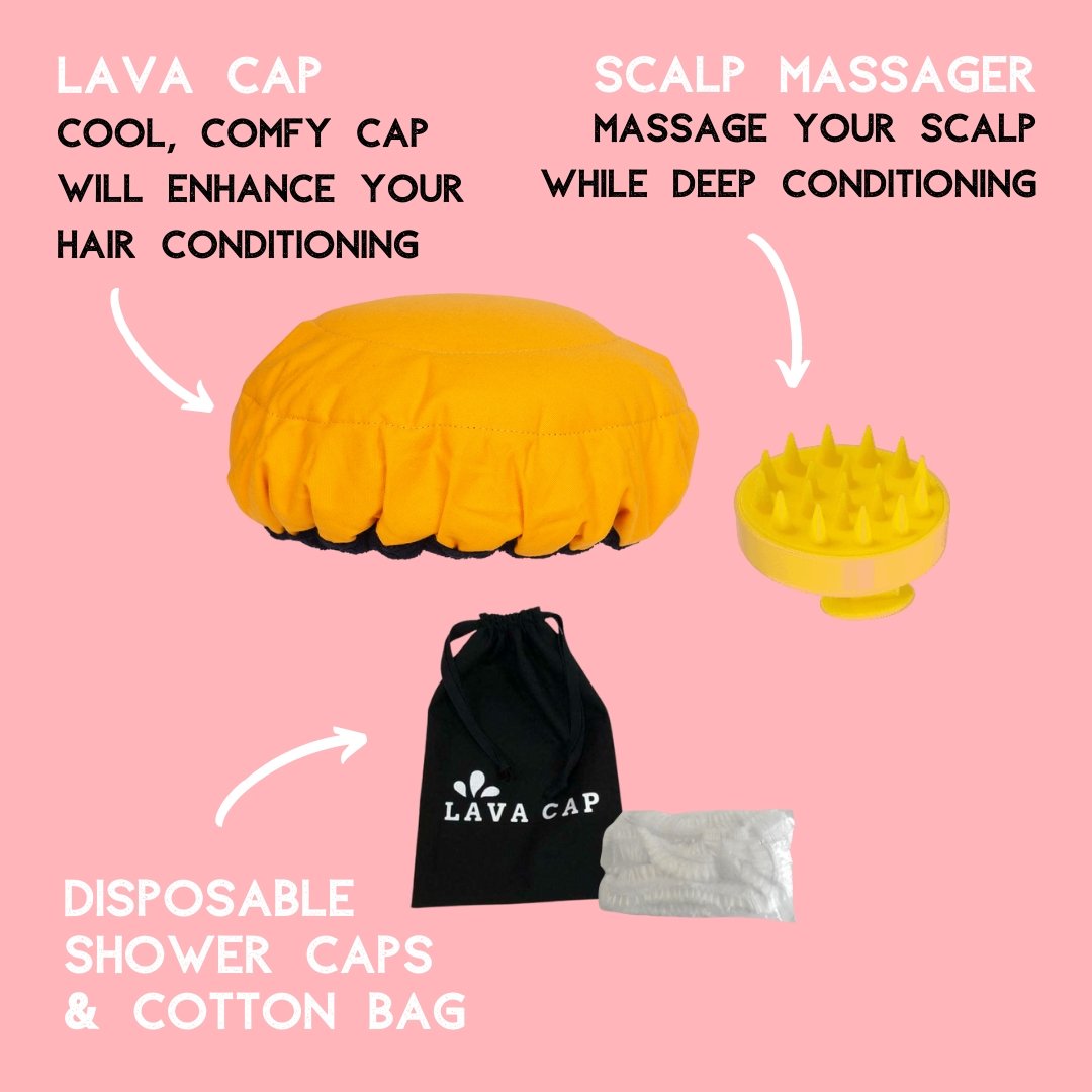Amber Pop Lava Cap + Lemon Scalp Massager | Hot Conditioning Steamer Cap Kit - Lava Cap
