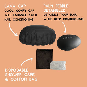 Black Onyx Lava Cap MINI + Palm Pebble Detangler | Hot Conditioning Steamer Cap Kit for Kids - Lava Cap
