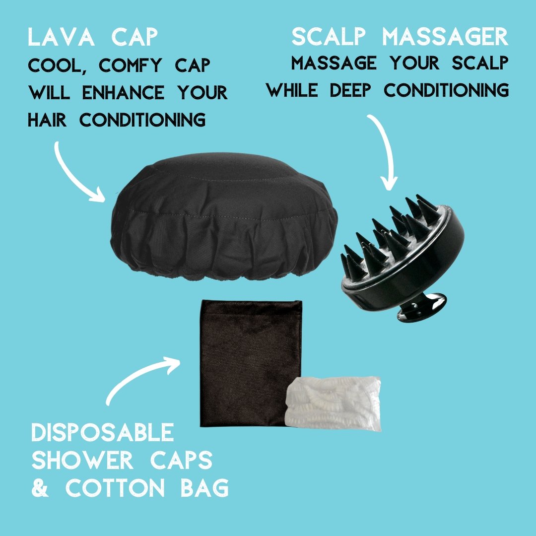 Black Onyx Lava Cap + Scalp Massager | Hot Conditioning Steamer Cap Kit - Lava Cap