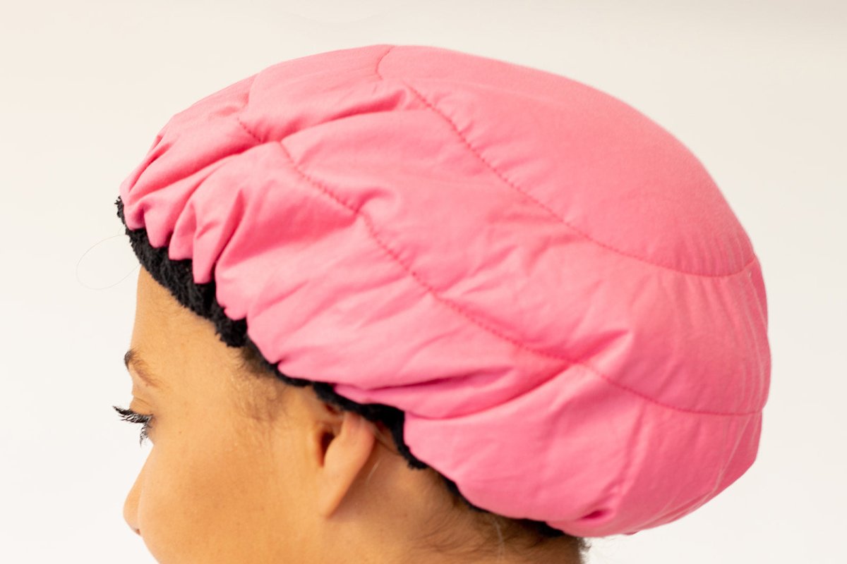Retba Rose Lava Cap + Cotton Pink Scalp Massager | Hot Conditioning Steamer Cap Kit - Lava Cap