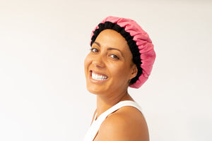 Retba Rose Lava Cap + Cotton Pink Scalp Massager | Hot Conditioning Steamer Cap Kit - Lava Cap