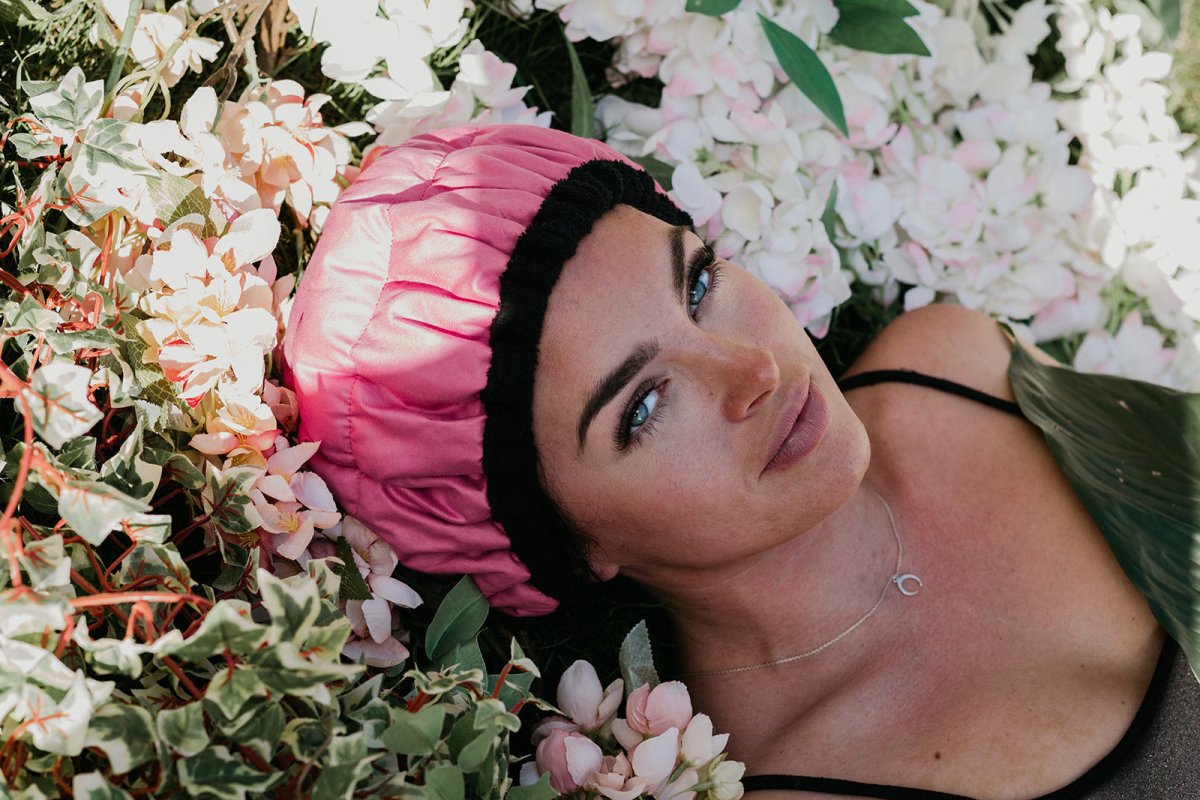 Retba Rose Lava Cap + Cotton Pink Scalp Massager | Hot Conditioning Steamer Cap Kit - Lava Cap