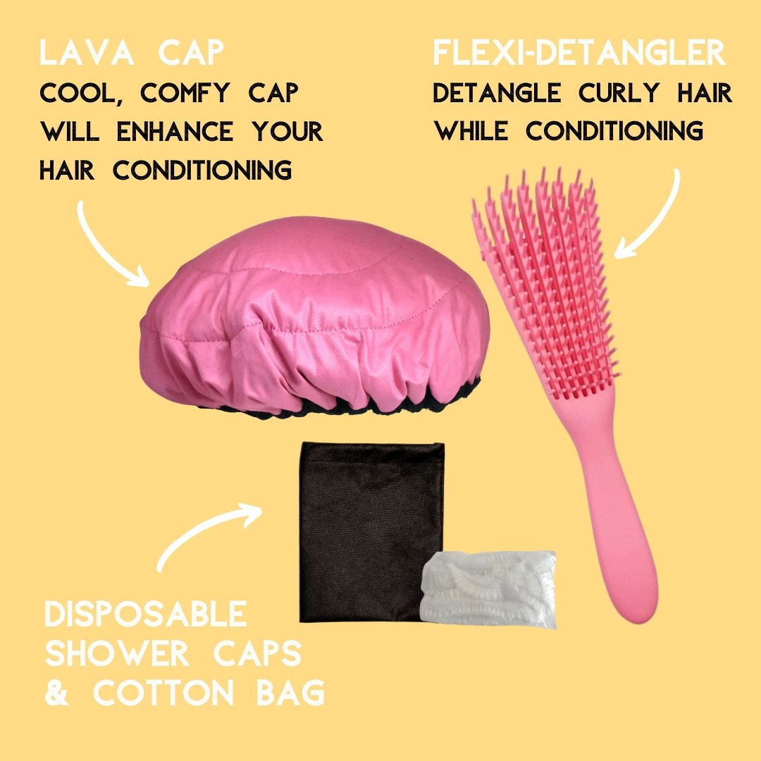 Retba Rose Lava Cap MINI + Flexible Detangler | Hot Conditioning Steamer Cap Kit for Kids - Lava Cap