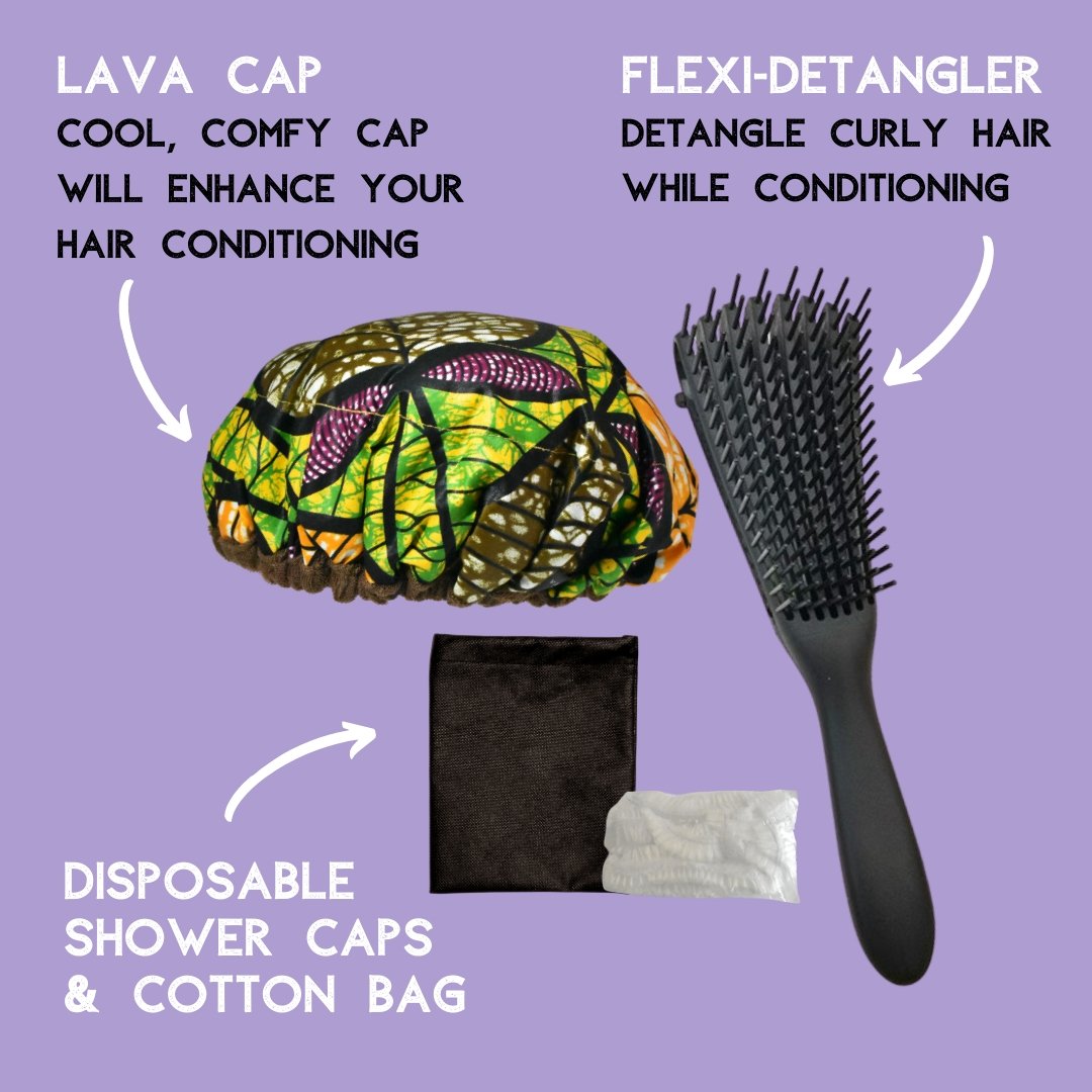 Tropikara Lava Cap MINI + Flexible Detangler | Hot Conditioning Steamer Cap Kit for Kids - Lava Cap