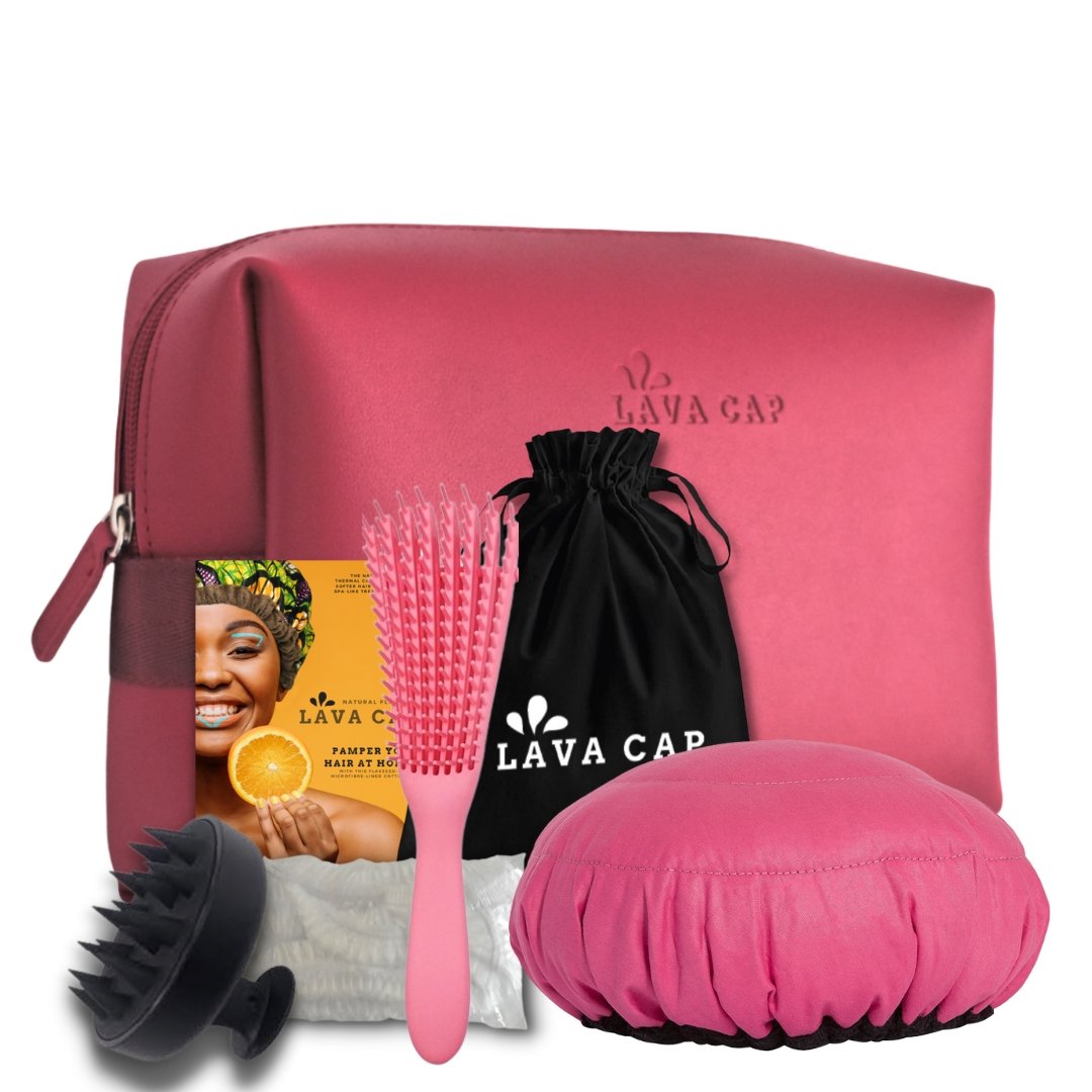 Washday Heat Cap & Washbag Set - Retba Fuscia - Lava Cap